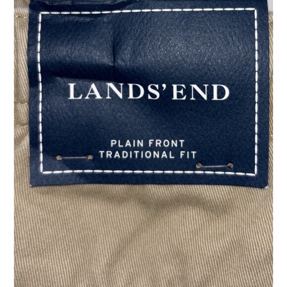 Lands' End Men's Traditional Fit Pants Flat Front Tan Large (36 / 38) Chino NWT - Picture 13 of 14